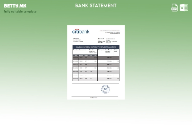 Модерен стил Шаблон за зборови за изјава на холандска Ситибанк